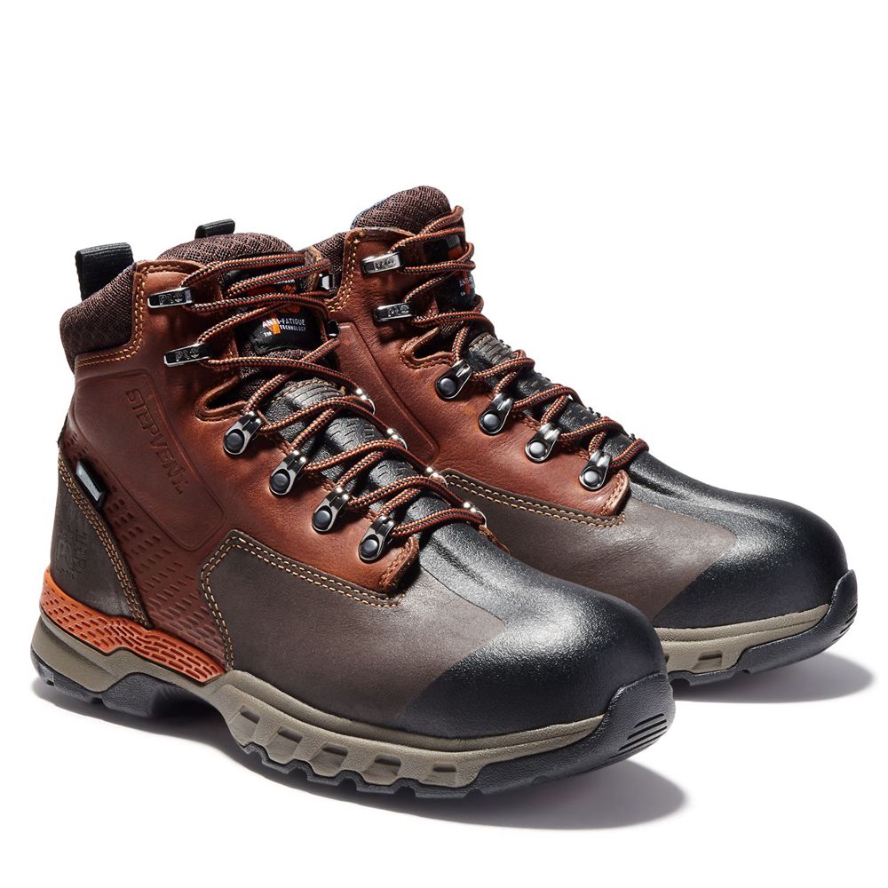 Timberland Pro Μποτακια Ανδρικα Καφε/Μαυρα - Downdraft 6\" Alloy Toe - Greece 1046839-PY